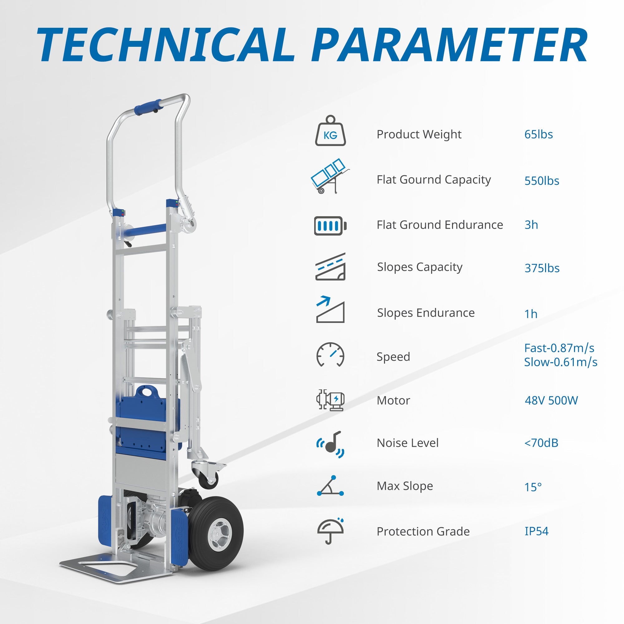 375lbs-XSTO ET170W2 Motorized Hand Truck For Moving On Grounds