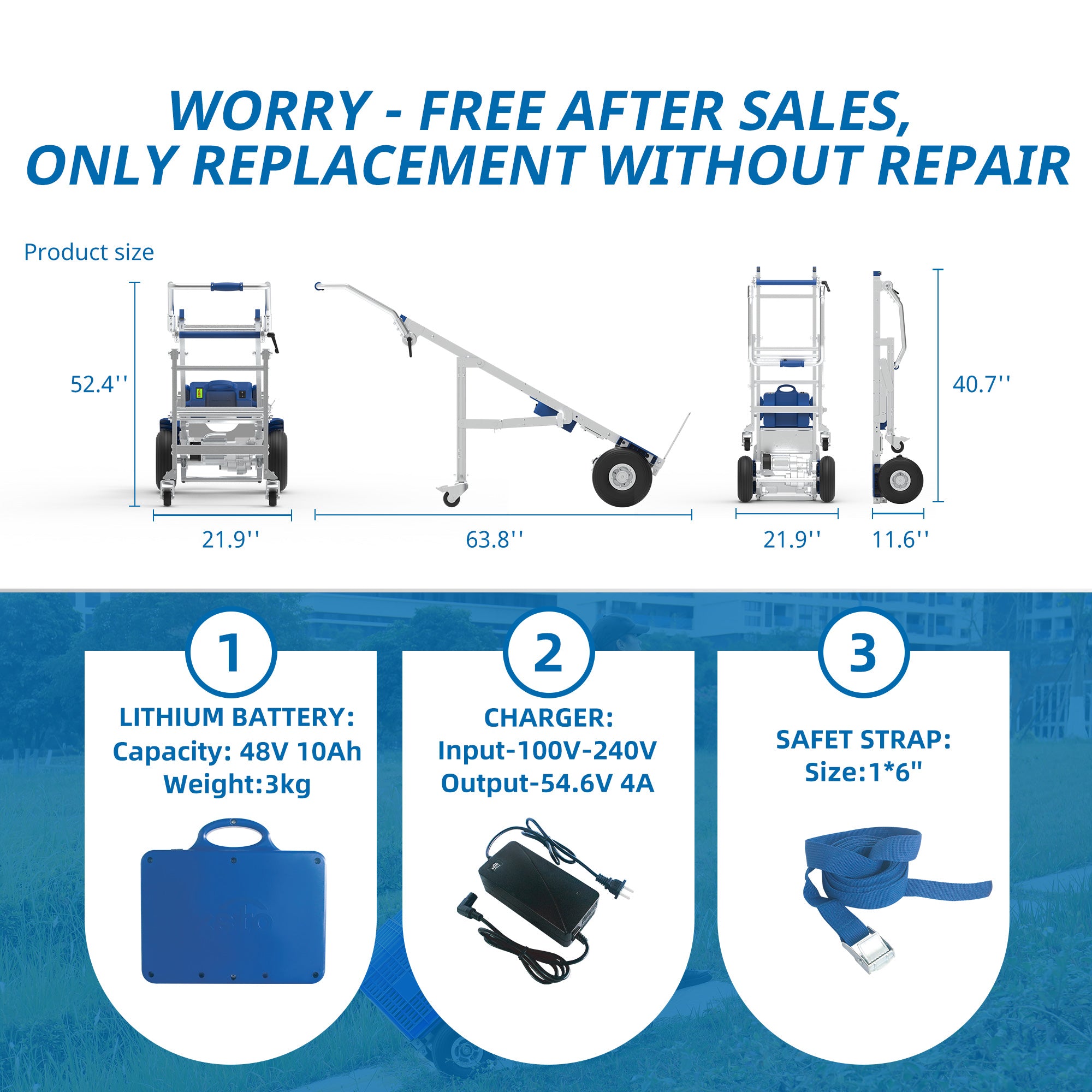 375lbs-XSTO ET170W2 Motorized Hand Truck For Moving On Grounds