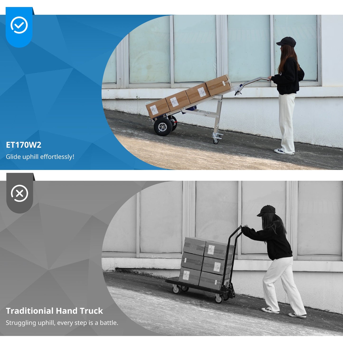 375lbs-XSTO ET170W2 Motorized Hand Truck For Moving On Grounds