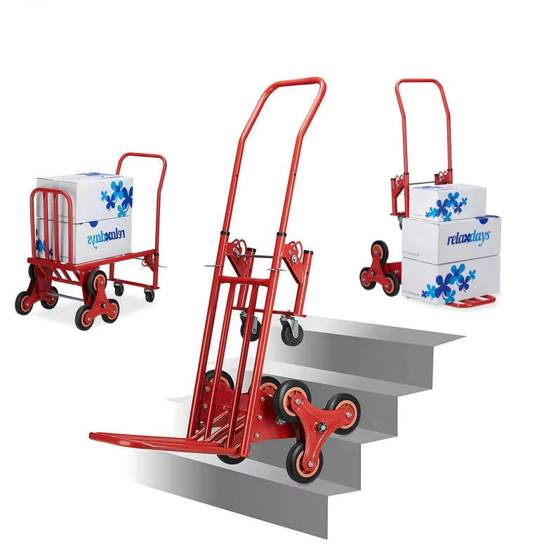 China Manufacturer Six Wheels Can Climb Stair Hand Truck Platform Three Wheel Trolley for Stairs