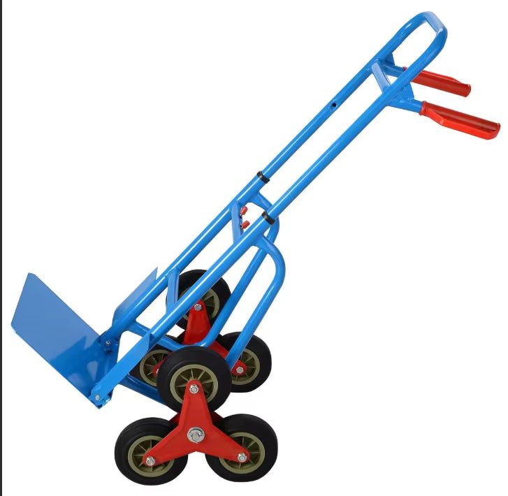 Six-Wheel Foldable Stair Climbing Hand Truck Metal Folding Stair Climber Trolley Enclosed Structure OEM Customizable Support