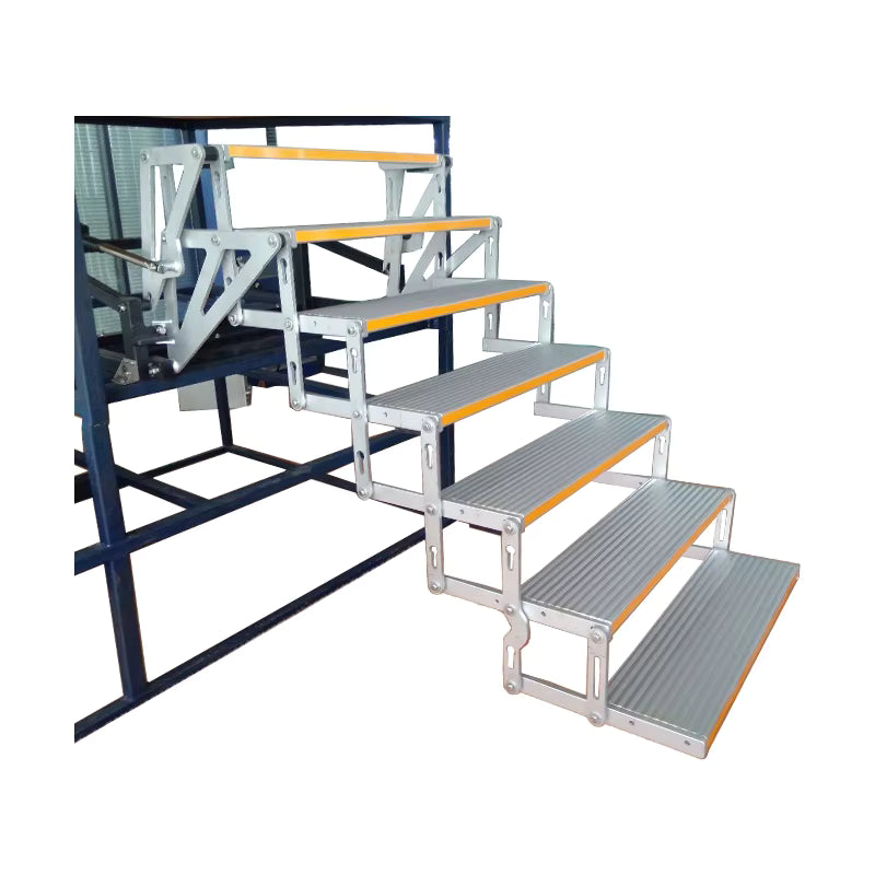 RV Motorhome Caravan Van Electric Folding Step Aluminum Trailer Truck Camper Side Fold Step Load Capacity 200kg LED Lights