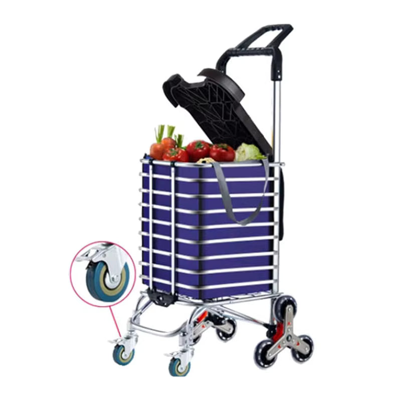 Climbing Stairs Shopping Cart Storage Rack Small Trailer with Wheels for Storing Shopping Carts