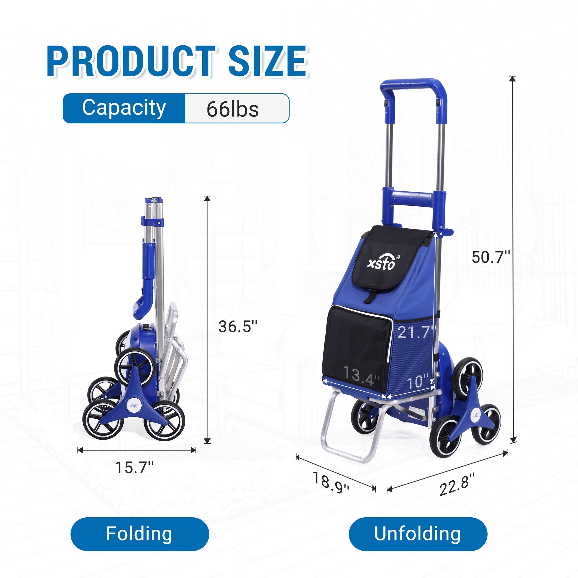 66lbs Robby Stair Climbing Shopping Cart ZW030