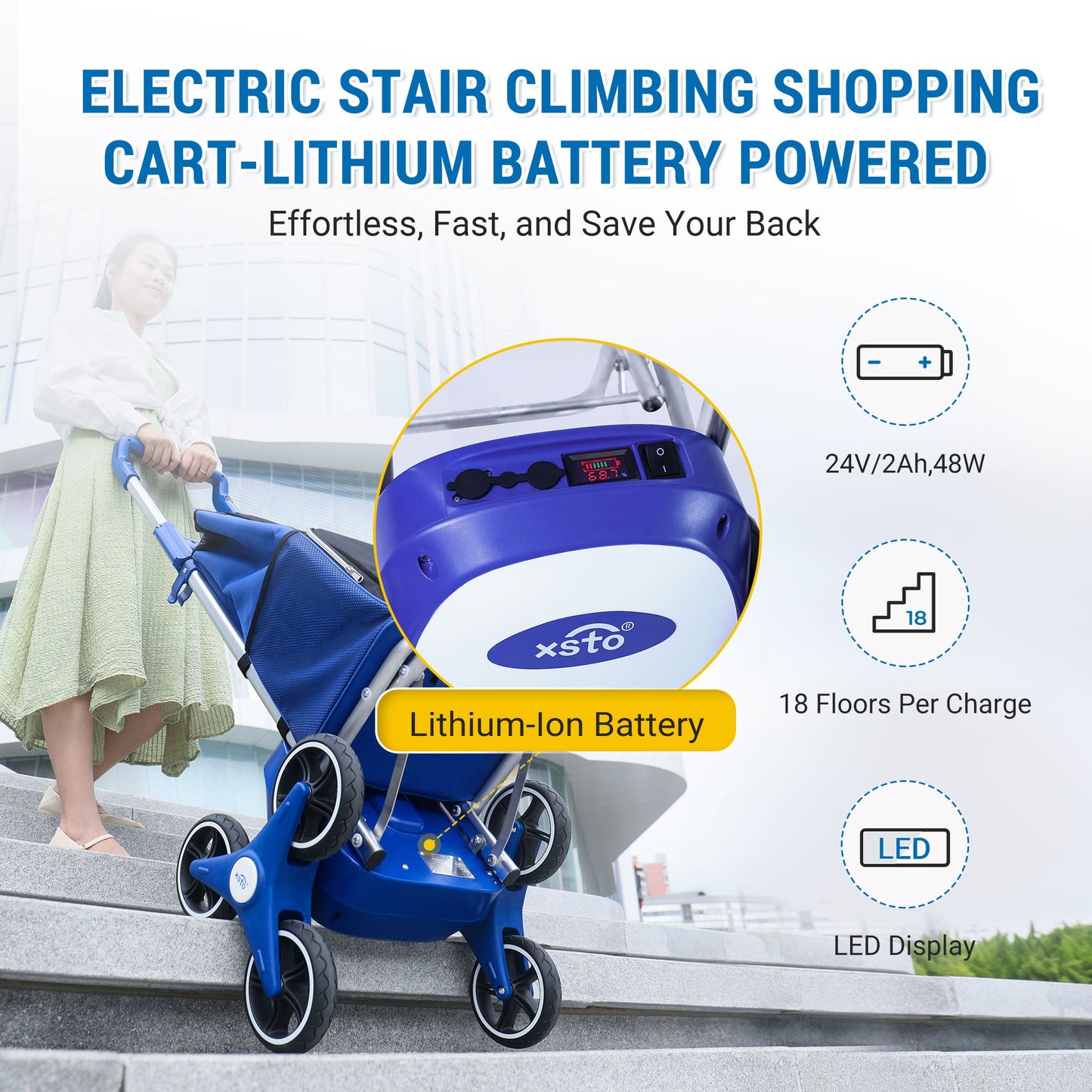 66lbs Robby Stair Climbing Shopping Cart ZW030